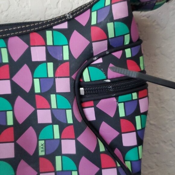 The Sak Multi-colored One shoulder strap Geometric print fun funky shoulder bag - Picture 3 of 11